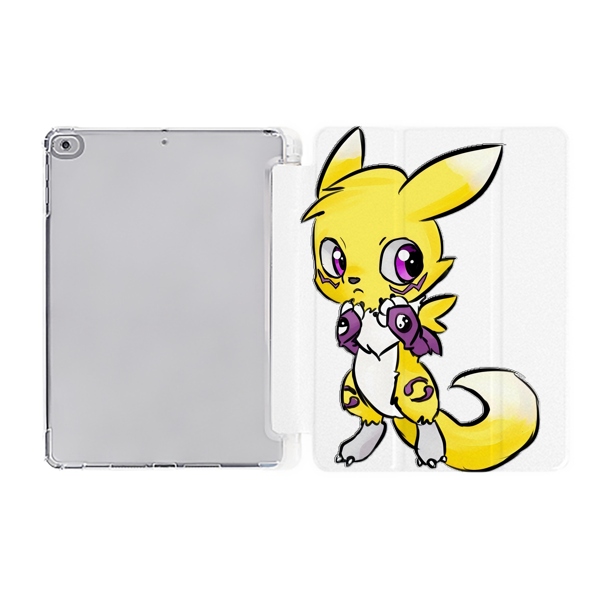 （画像用） Digimon デジタルモンスター/デジモン IPad ケース ペン収納付き 三つ折りスタンド PUレザー×シリコン 対応機種9.5/10.5/10.9インチ